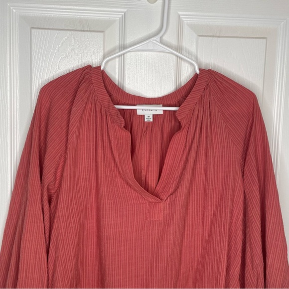 Evereve Ingrid Textured Stripe Top Cotton Blend Work Flowy in Rusted Rose M - Picture 4 of 11